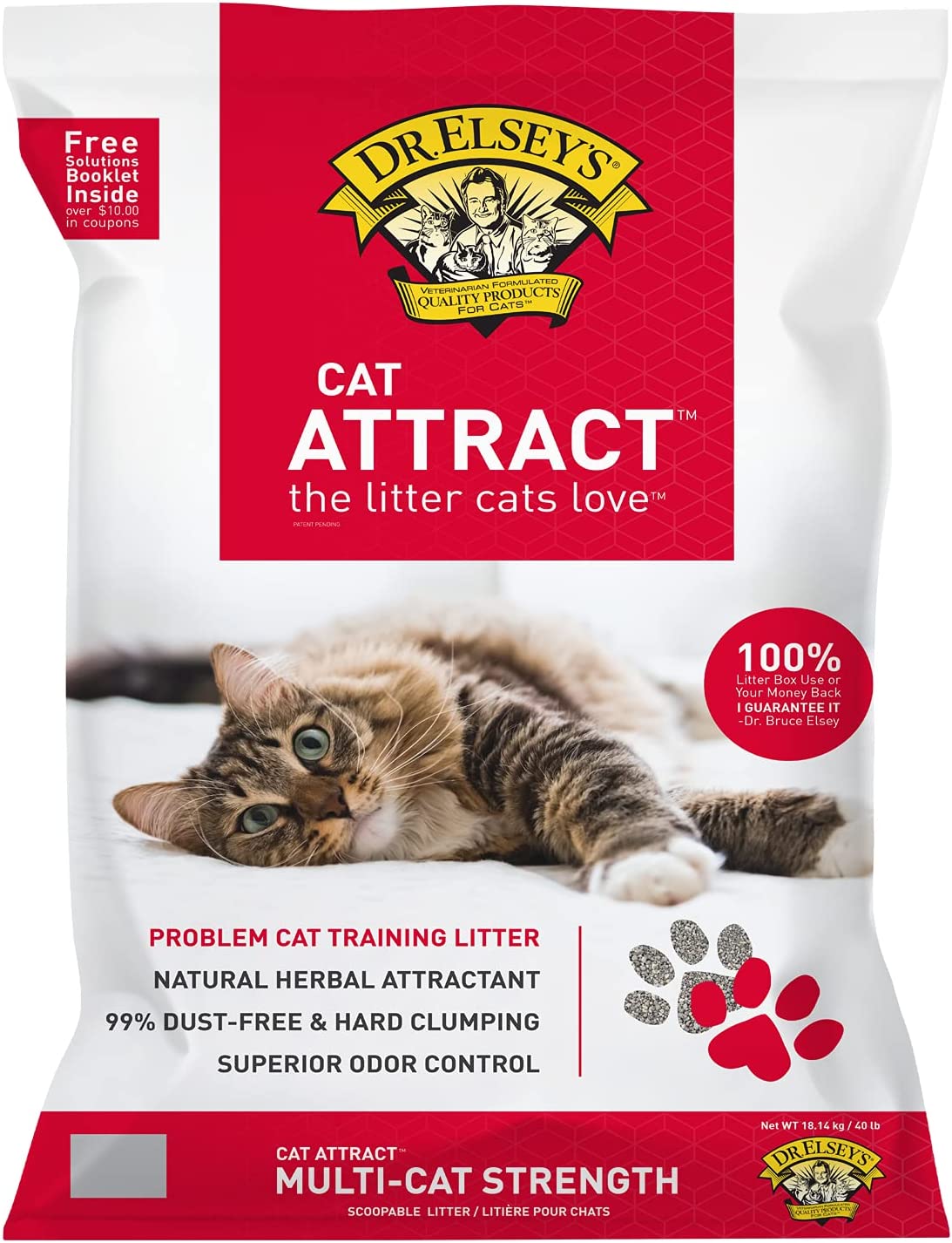 Dr. Elsey's Cat Attract Clumping Clay Cat Litter， 40 lbs