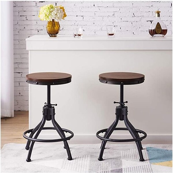 Bar Stools Set of 2 - Adjustable Barstools with Back and Footrest， Counter Height Bar Chairs for Kitchen， Pub -Green