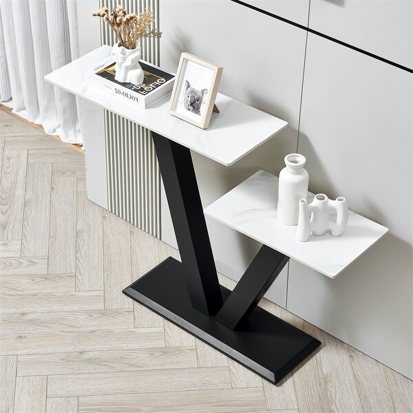 Console Table，Exquisite Shape Design w/ Adjustable Foot Pads