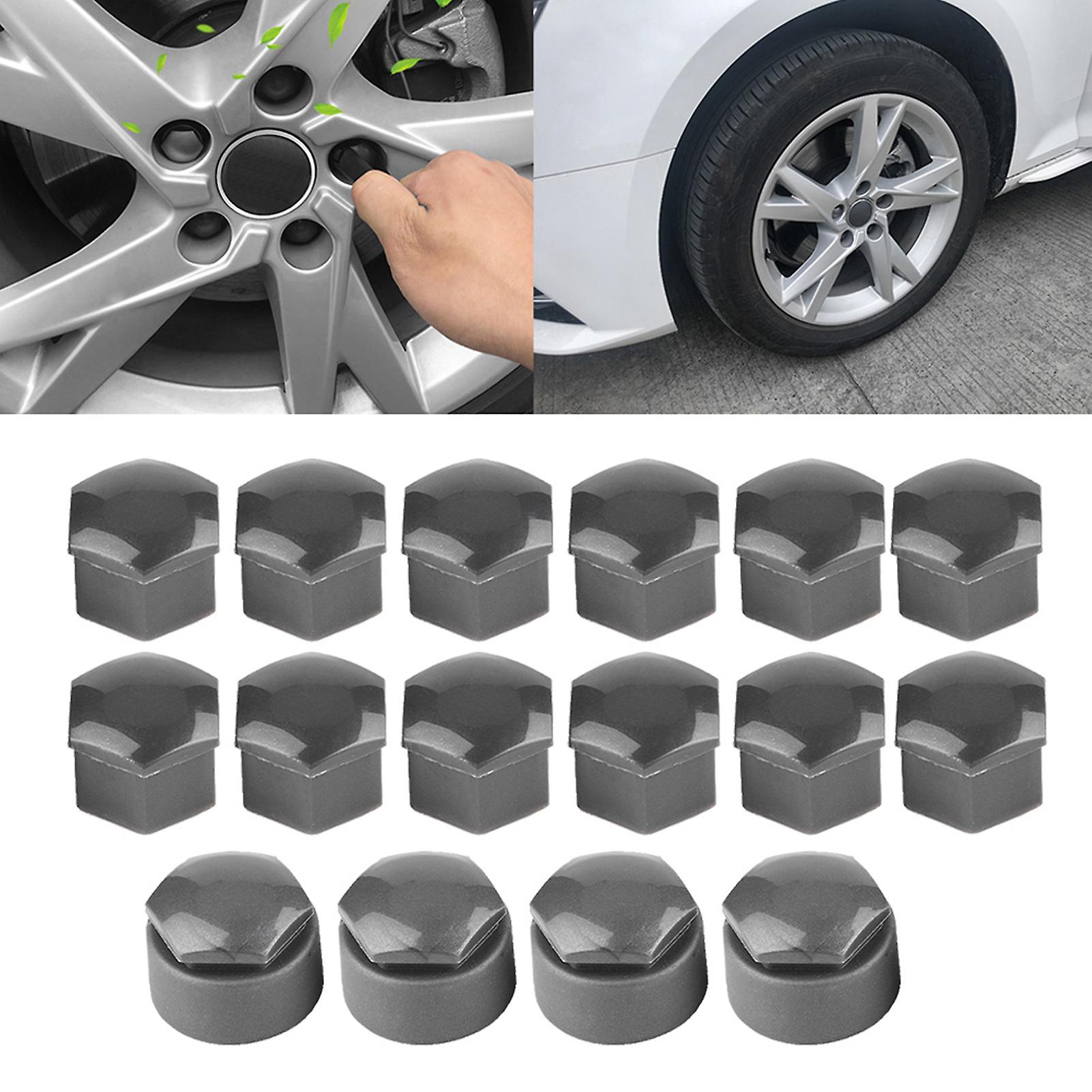 20pcs 17mm Nut Car Wheel Auto Hub Screw Protection Antitheft Cover Cap Gray