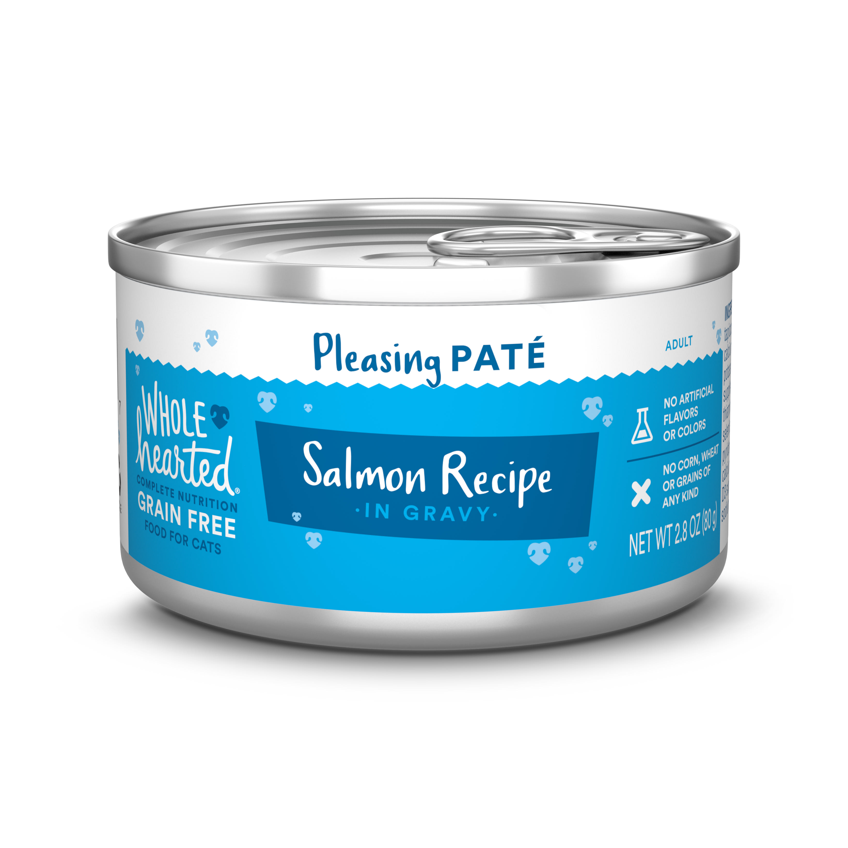 WholeHearted Grain Free Salmon Recipe Pate Adult Wet Cat Food， 2.8 oz.， Case of 12