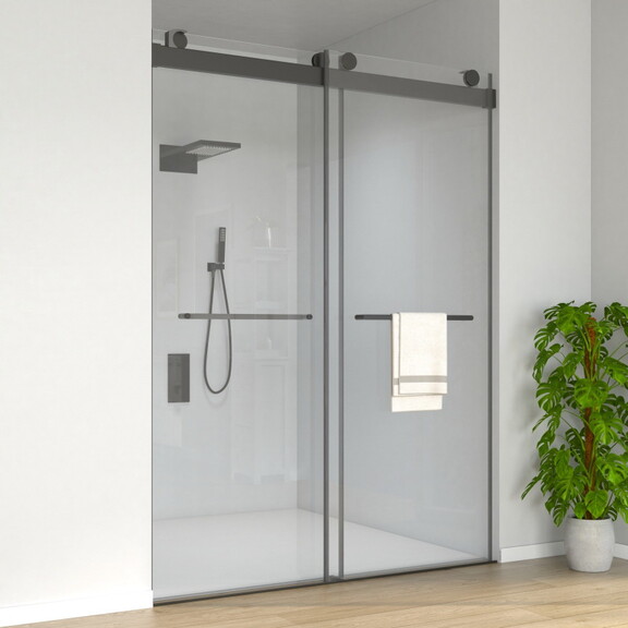 60 in. W x 76 in. H Sliding Frameless Shower Door ...