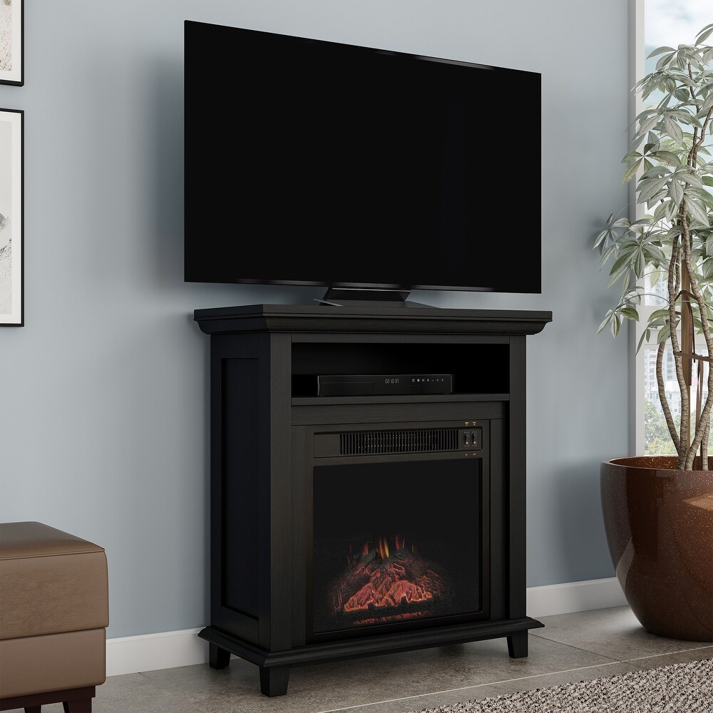 Copper Grove Siavonga Electric Fireplace TV Stand with Faux Logs and LED Flames   27 x 12.4 x 29   27 x 12.4 x 29