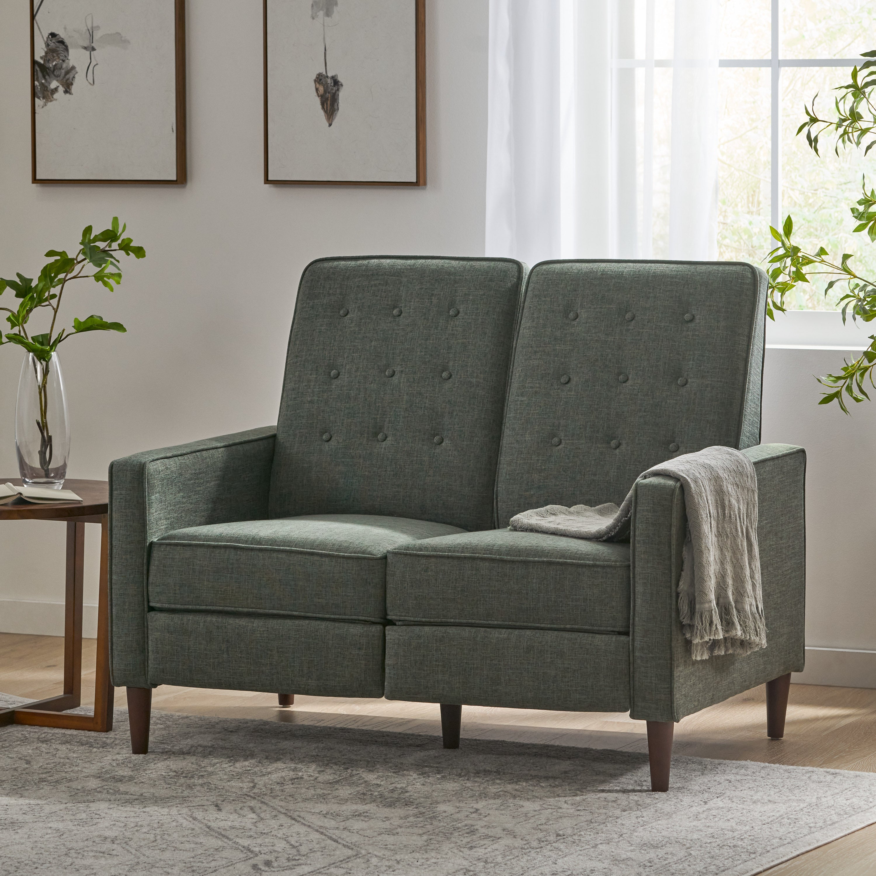 Manville Contemporary Tufted Loveseat Pushback Recliner