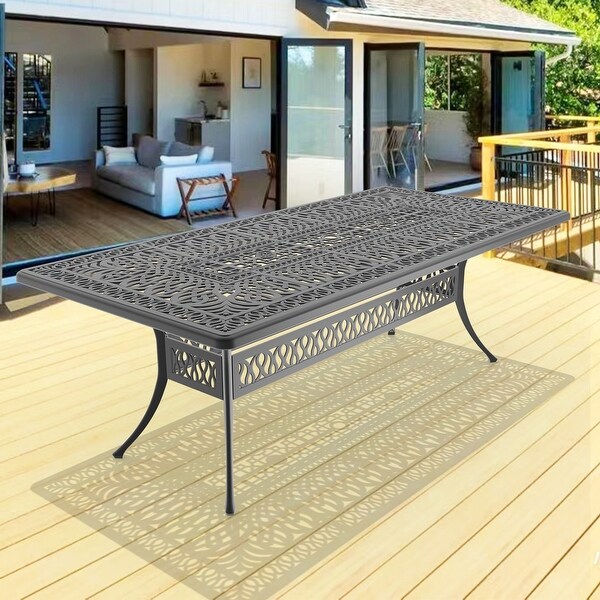 86.61 in. (L) x 42.32 in. (W) Black Rectangle Cast Aluminum Dining Table