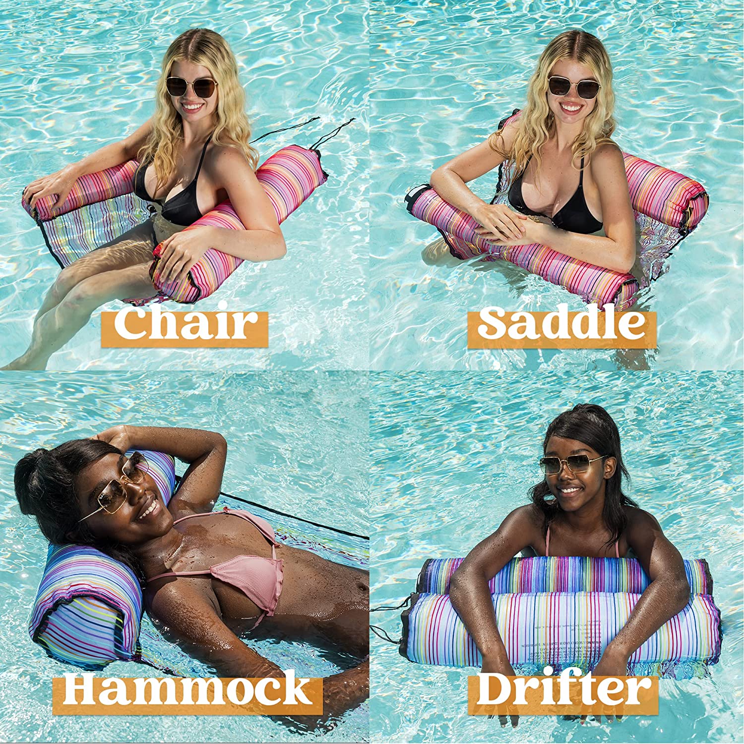 Clearance- 4-in-1 Inflatable Hammock Pool Lounger (Purple & Red)