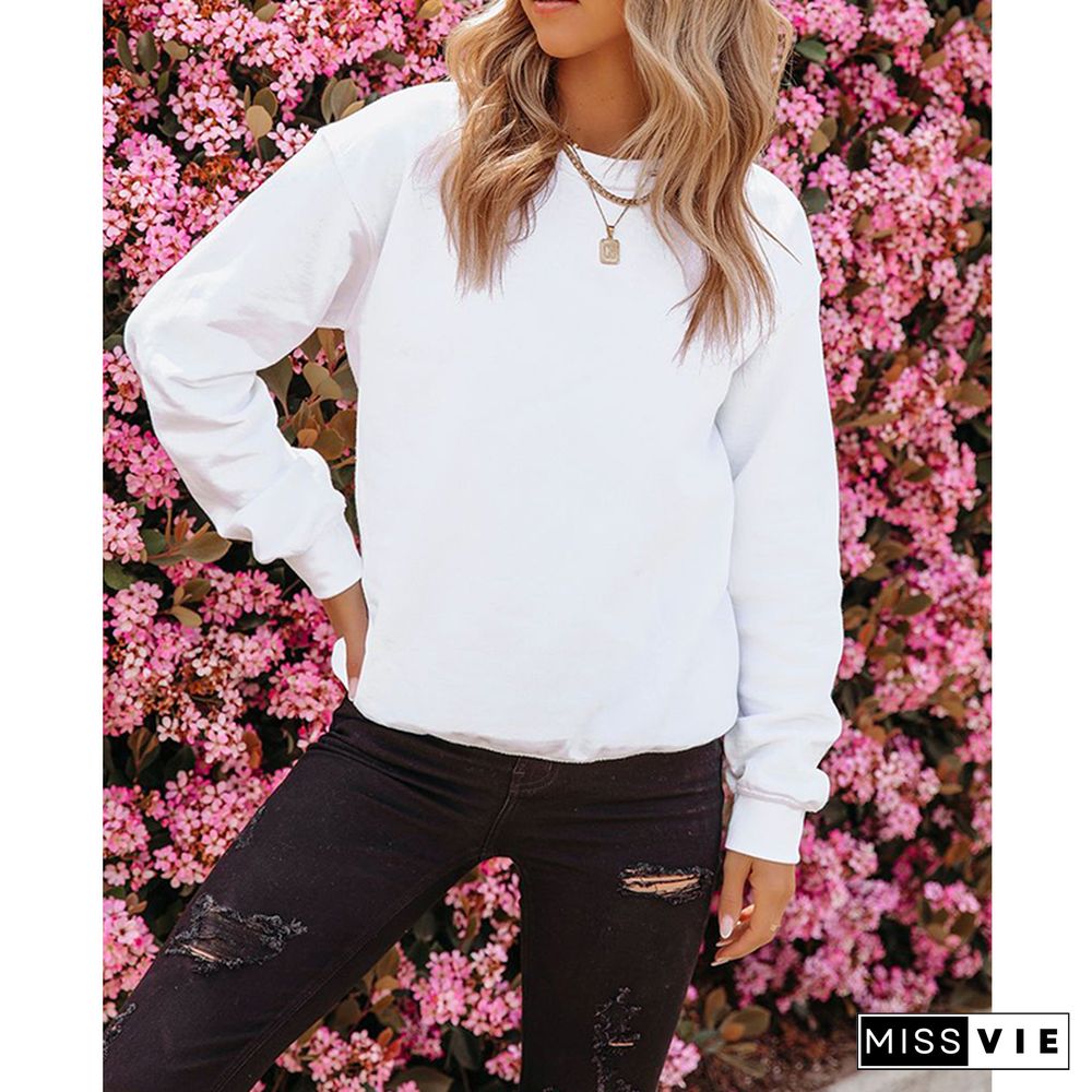 Essencial O-neck Long Sleeve Sweatshirts Women Wholesale