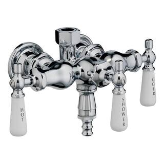 Barclay Products Porcelain Lever 3-Handle Claw Foot Tub Faucet with Diverter Riser and Showerhead in Polished Chrome 4031-PL-CP