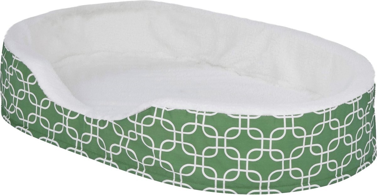 MidWest QuietTime Defender Orthopedic Bolster Cat and Dog Bed w/ Removable Cover， Green