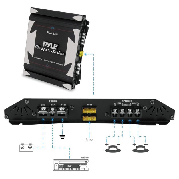 Pyle Chopper Series Pla2200 1 400 watt max 2 channel Bridgeable Class Ab Amp