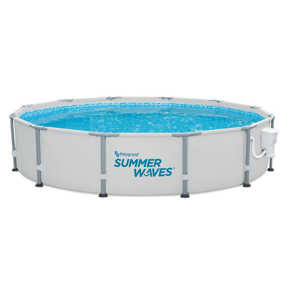 Summer Waves Elite 12 ft. Round 30 in. Metal Frame Above Ground Pool Set with Filter Pump P4001230A