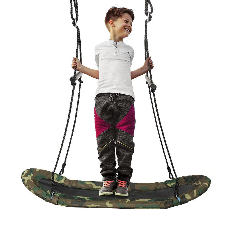 Saucer Tree Swing Surf Kids Outdoor Adjustable Oval Platform Set with Handle