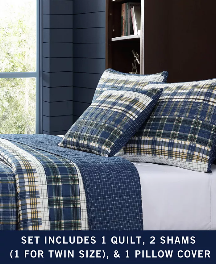 Nautica Marina Cove Cotton Reversible 3 Piece Quilt Set， Twin