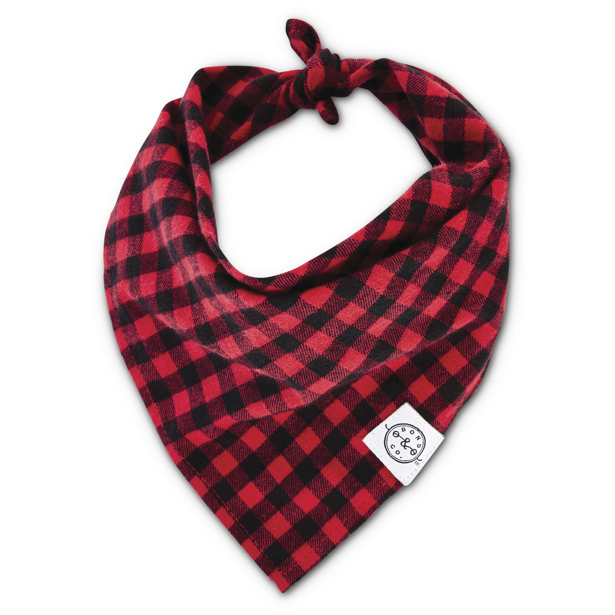 Bond  Co. Buffalo Checkered Dog Bandana，  For Neck Sizes 12-15， Small