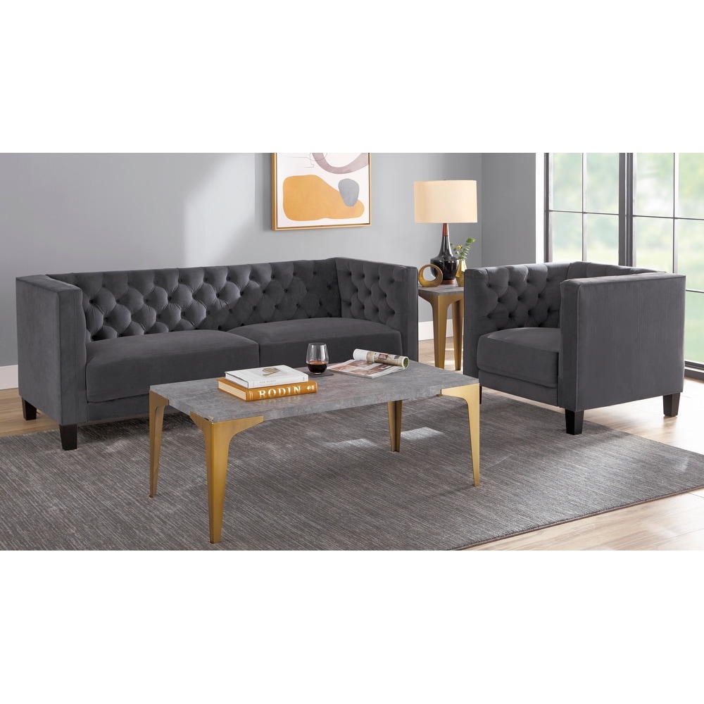 Lifestorey Modern Chesterfield Back Sofa and Chair Set