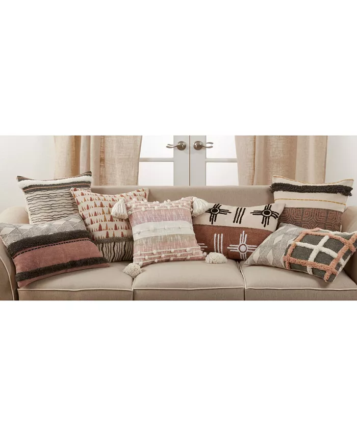 Saro Lifestyle Abstract Embroidered Decorative Pillow， 20 x 20