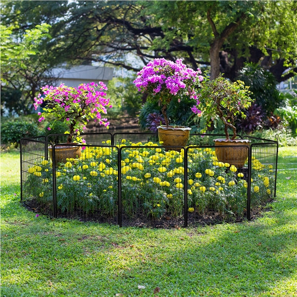 Topeakmart Decorative Garden Fence Rustproof Folding Fencing Landscape Patio Flower Bed Animal Barrier Border Black (40in x 21ft)