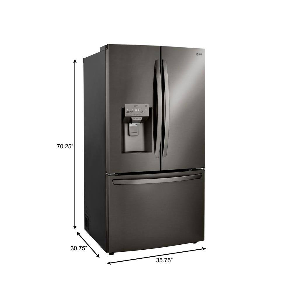 LG 24 cu. ft. French Door Smart Refrigerator Dual Ice with Craft Ice in PrintProof Black Stainless Steel Counter Depth LRFXC2416D