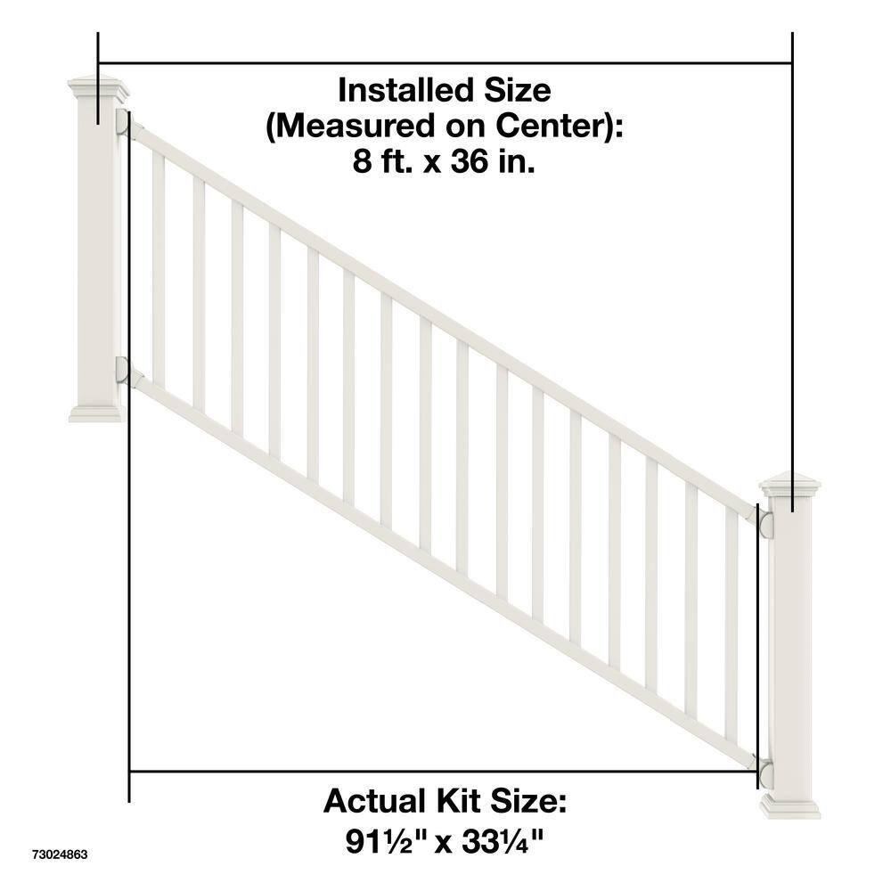 Barrette Outdoor Living Select 8 ft. x 36 in. White Vinyl Stair Rail Kit with Square Balusters 73024863