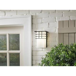 Home Decorators Collection 1-Light Forged Iron Outdoor Wall Lantern Sconce with Opal Glass HD-1202-I