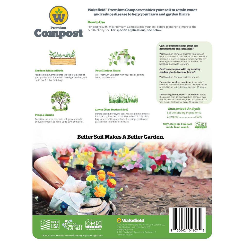 WAKEFIELD Premium Compost Soil Amendment - 1 cu. ft. Bag 04107