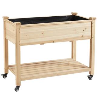 Yaheetech 42 in. L x 23 in. W x 33 in. H Raised Garden Bed with Lockable Wheels  Liner DYhq440001