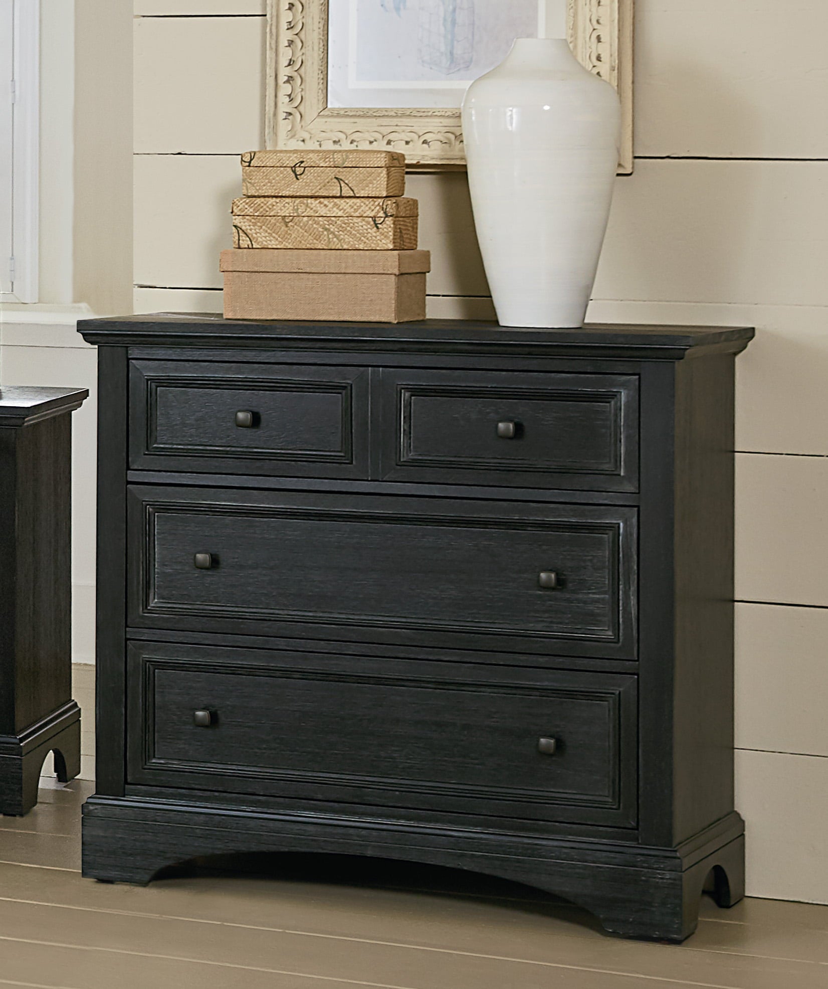 OSP Home Furnishings Farmhouse Basics 3 Drawer Chest in Rustic Black