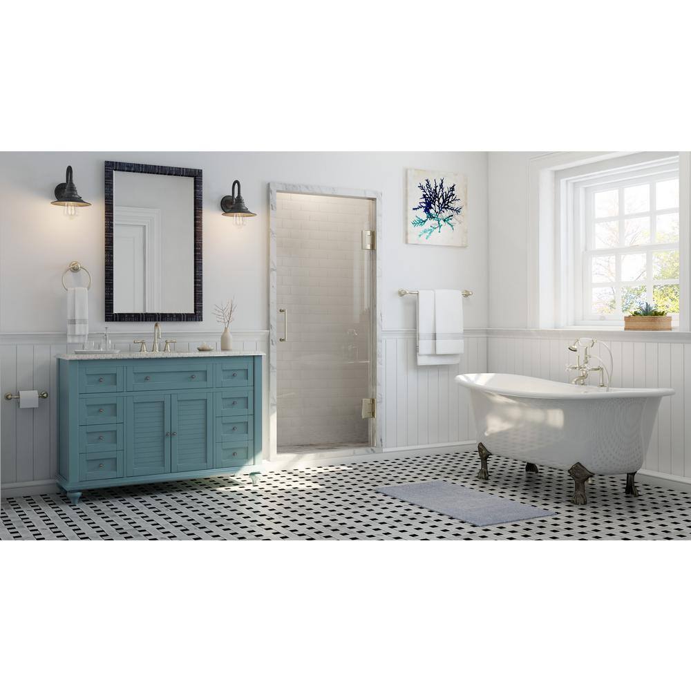 Home Decorators Collection Hamilton Shutter 49.5 in. W x 22 in. D Bath Vanity in Sea Glass with Granite Vanity Top in Grey with White Sink 10806-VS48H-SG