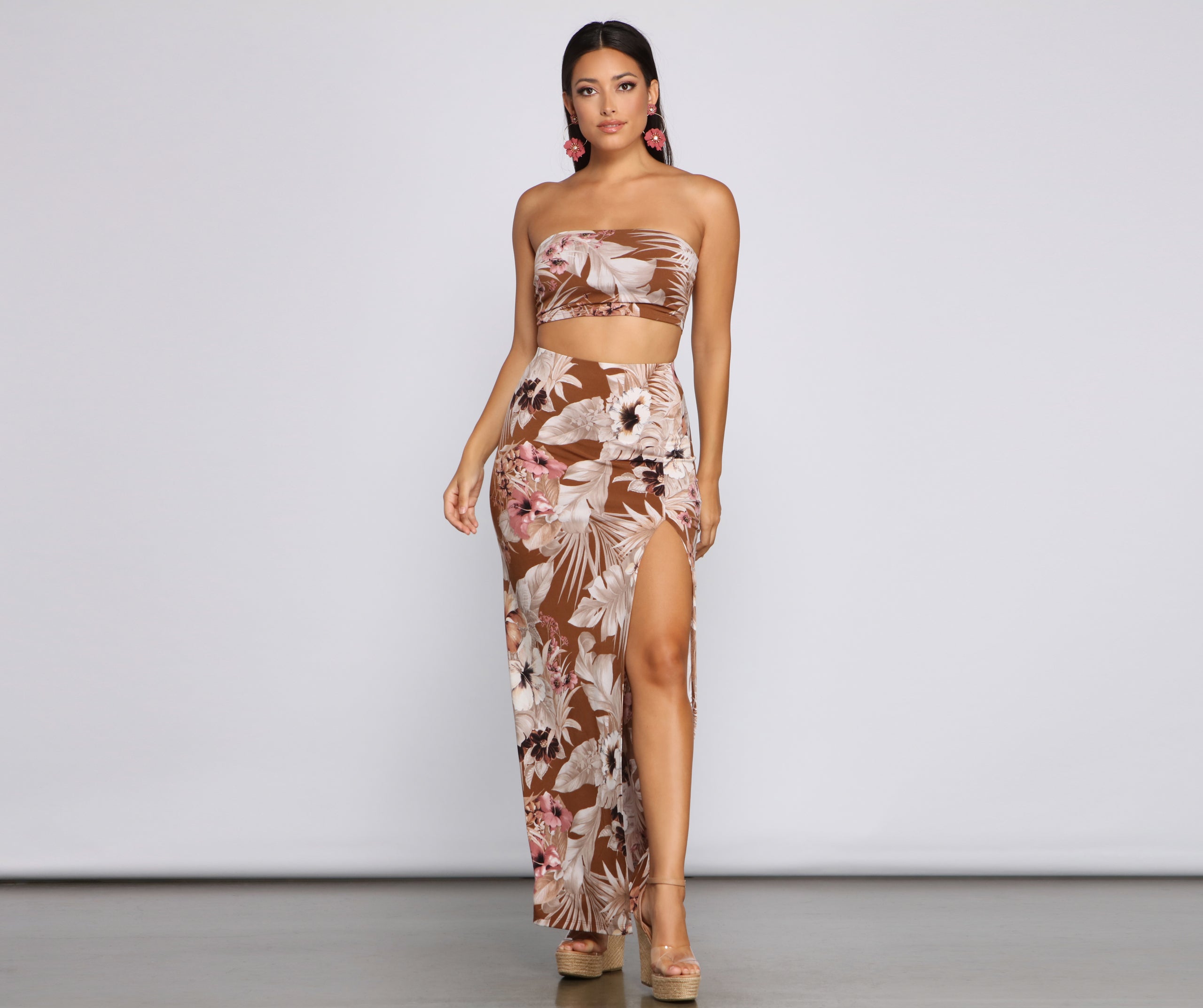 Tropical Palm Leaf Tube Top