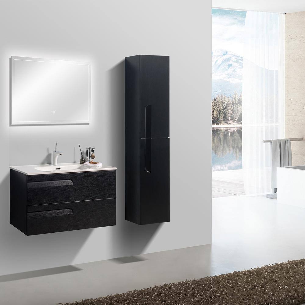 Eviva Joy 39 in. W x 18 in. D x 20.5 in. H Floating Bathroom Vanity in Blackwood with White Porcelain Top with White Sink EVVN23-39BW-WM