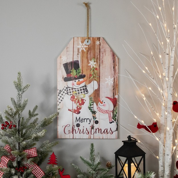 Snowmen Merry Christmas Tag Wall Sign