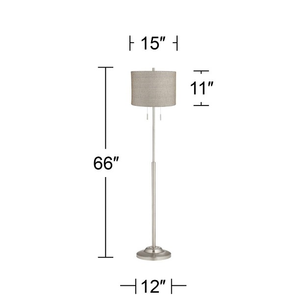 Tall Brushed Nickel Silver Metal Gray Gold Drum Shade For Living Family Room Bedroom Office House