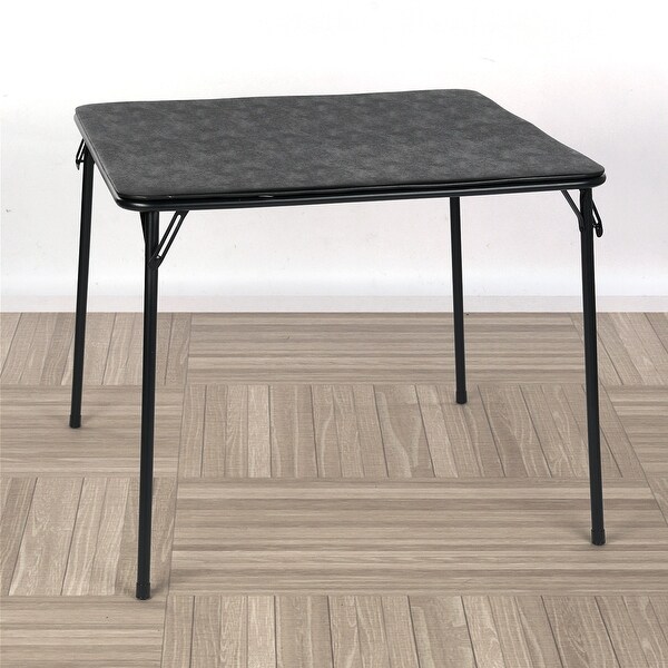 HomyLin Folding Table 33.5 inches Square Black Desk，No Assembly