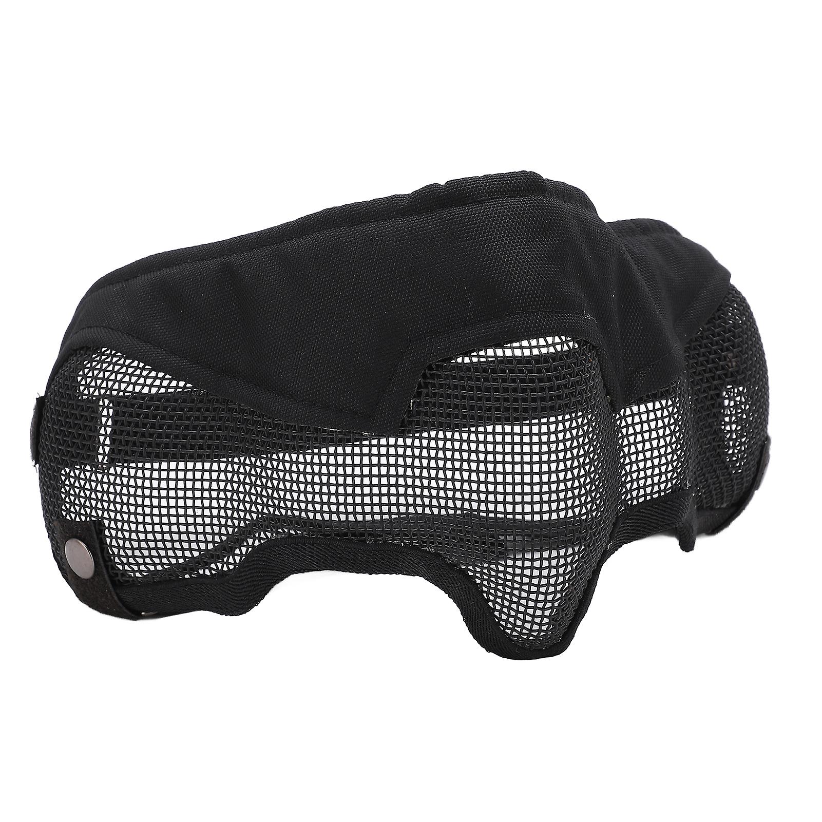 Half Face Mesh Mask Adjustable With Ear Protection Mesh Mask For Paintball Cs Game