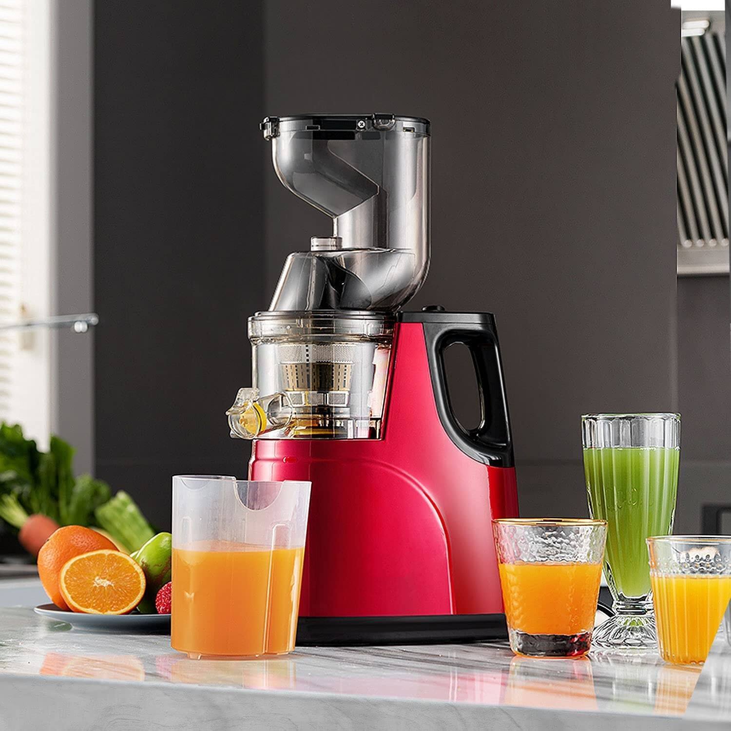 Slow Masticating Juicer Cold Press Juice Extractor Apple Orange Citrus Juicer Machine with Wide Chute Quiet Motor for Fruit Vegetables