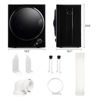 1.5 cu.ft. vented Compact Laundry Electric Dryer with Easy Knob Control Wall Mount Kit Included Black Yea-LQD0-9T6