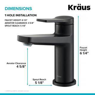 KRAUS Indy Single Hole Single-Handle Bathroom Faucet with Pop-Up Drain with Overflow in Matte Black KBF-1401MB-PU-11MB