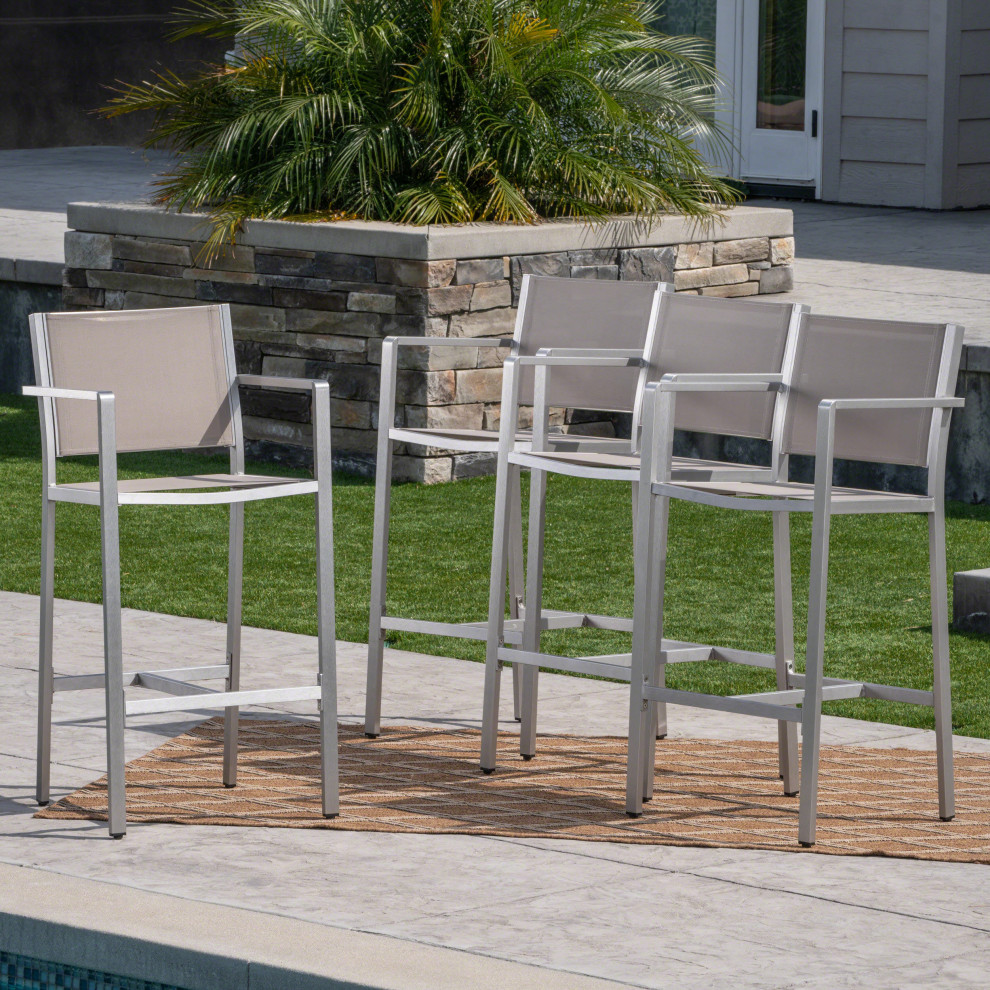 GDF Studio Tammy Coral Outdoor Mesh 29.50 quotBarstools With Rust Proof Frame   Contemporary   Outdoor Bar Stools And Counter Stools   by GDFStudio  Houzz