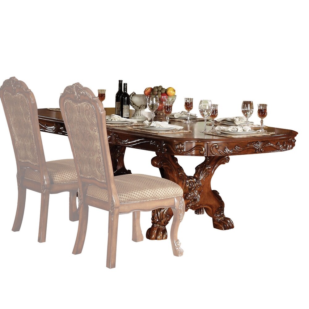 ACME Dresden Dining Table with Trestle Pedestal  Cherry Oak (1Set/2Ctn)   cherry oak finish   cherry oak finish