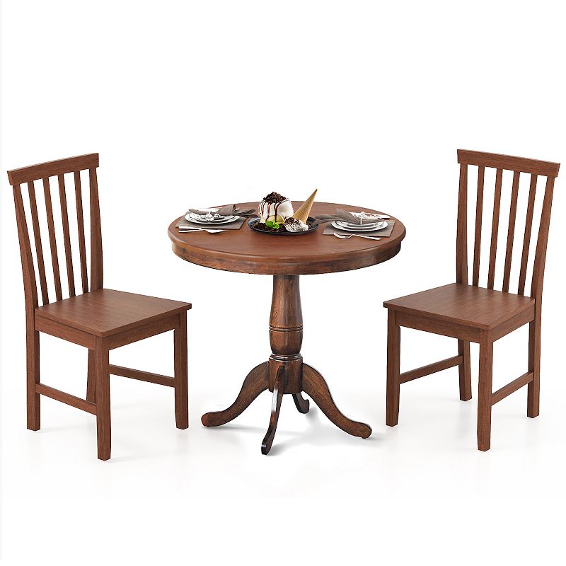 Set of 2 Dining Chairs with Solid Wooden Legs