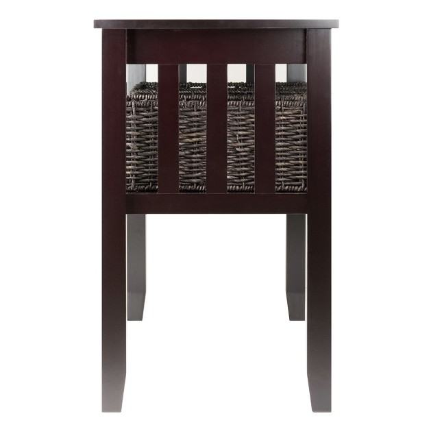 Morris Console Table With Baskets Espresso chocolate Winsome