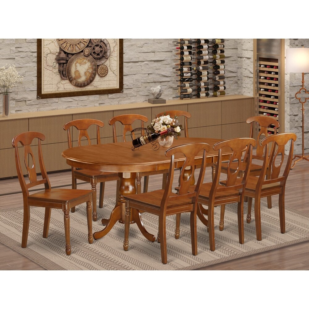 East West Furniture Dining Table Set Includes an Oval Table with Butterfly Leaf and Dining Chairs (Chair Seat Type Options)