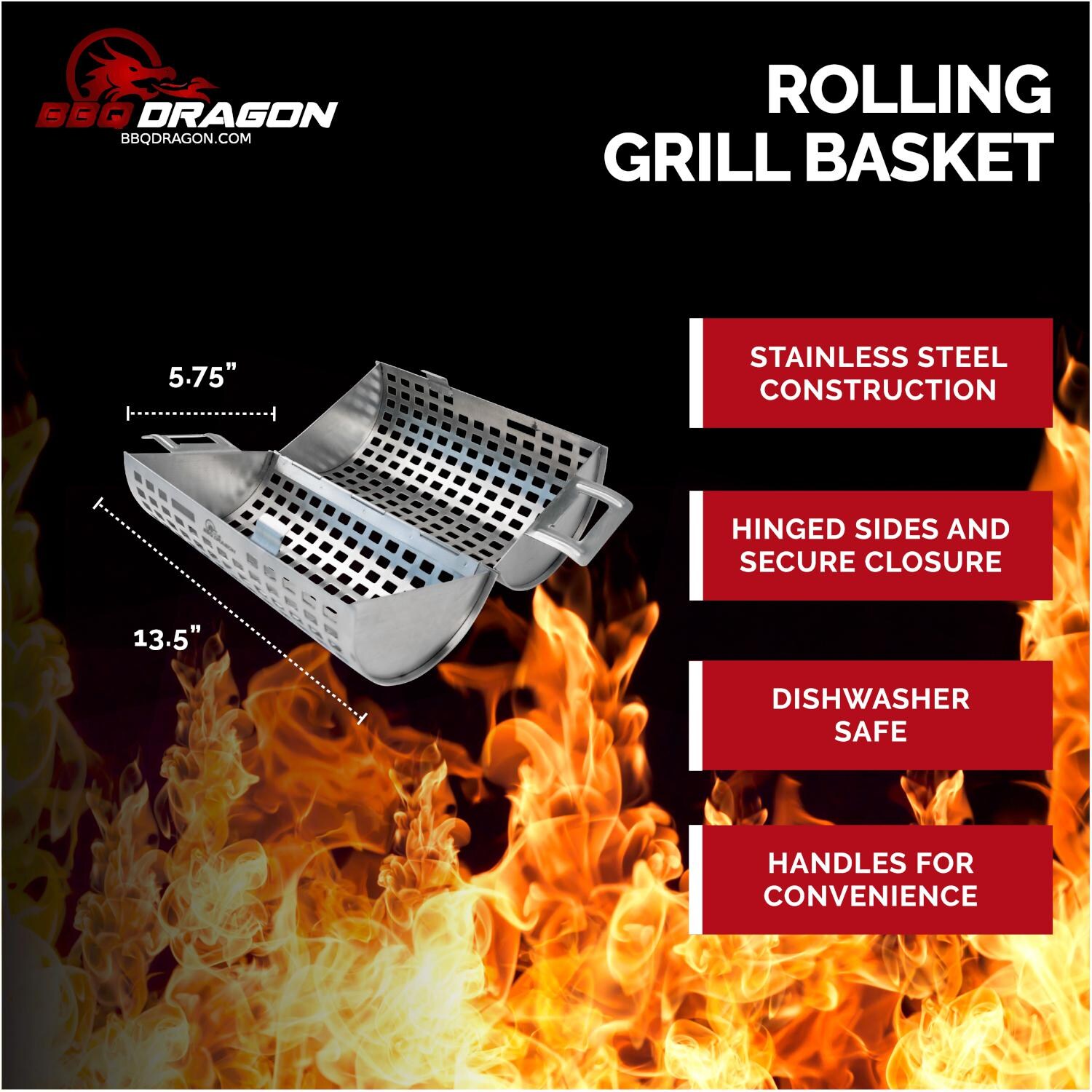 BBQ Dragon Rolling Grill Basket