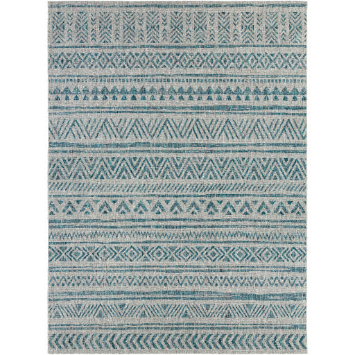 Eagean Traditional Indoor/Outdoor Aqua Rug