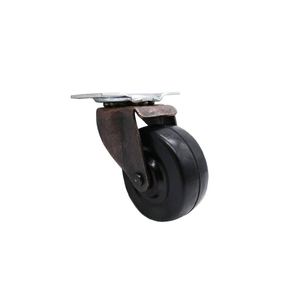 Everbilt 2 in. Black Soft Rubber and Copper Swivel Plate Caster with 80 lb. Load Rating (2-Pack) 49346