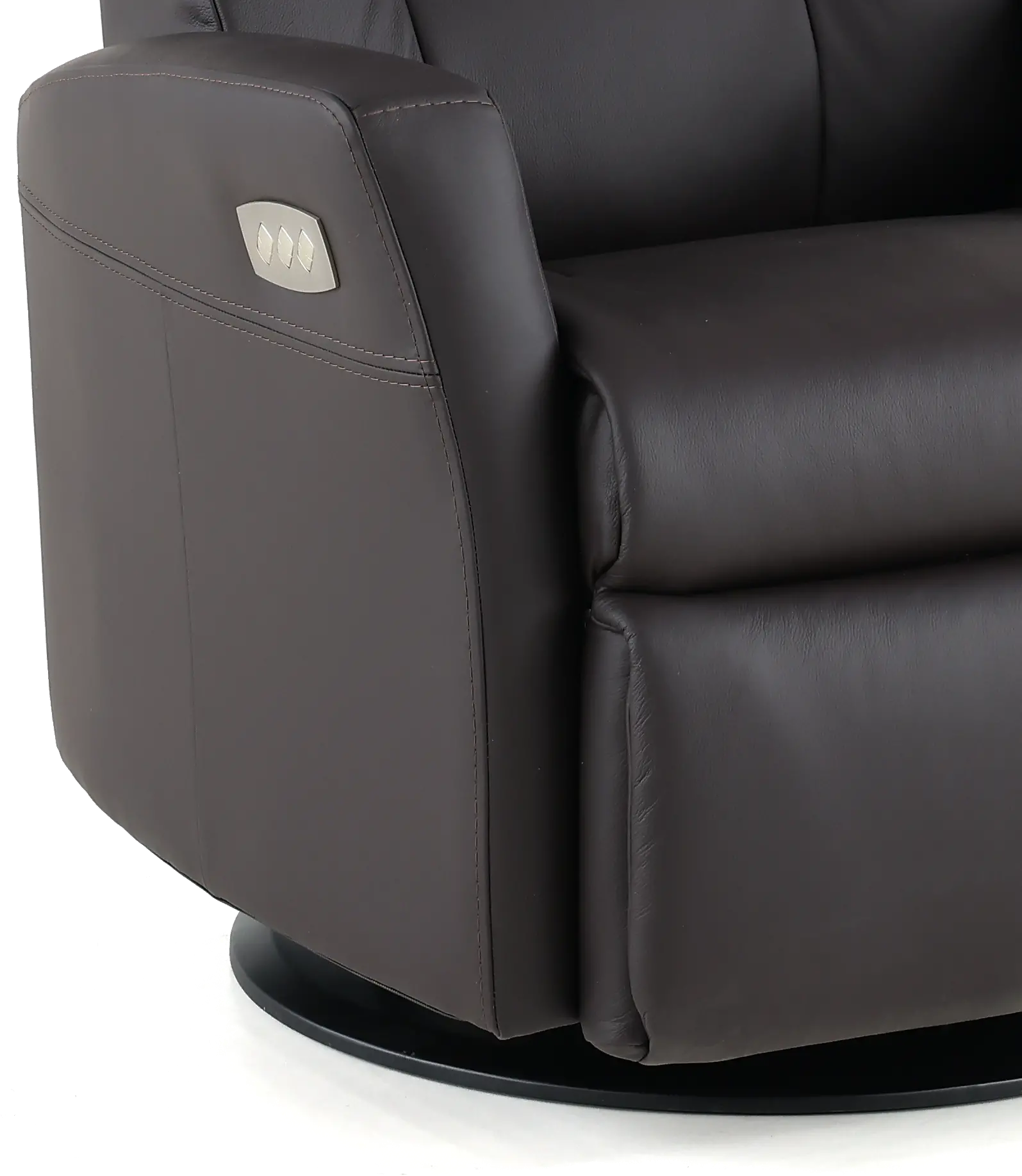 Grove Brown Large Leather Swivel Glider Power Recliner with Adjustable Headrest