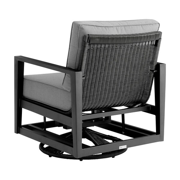 Grand Black Aluminum and Wicker Outdoor 5Piece Swivel Glider Chat Set