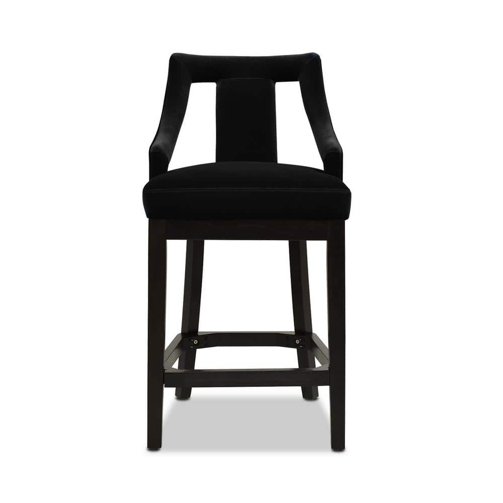 Jennifer Taylor Hollywood Upholstered High Back Bar Stool, Onyx Black Performance Velvet 81210-MVB