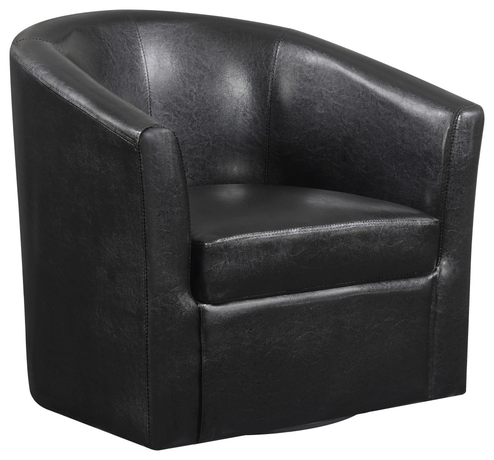 Turner Upholstery Sloped Arm Accent Swivel Chair Dark Brown   Modern   Armchairs And Accent Chairs   by Modon  Houzz