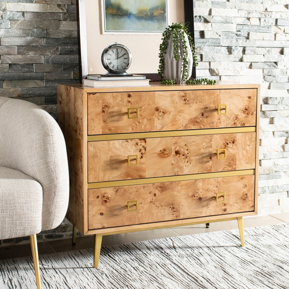 Gina 3 Drawer Chest Natural/ Gold   Modern   Accent Chests And Cabinets   by Virgil Stanis Design  Houzz